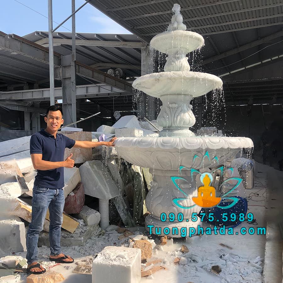 Chuyên Đài Phun Nước Đá Trắng Phong Thủy Đẹp Tại Thái Nguyên