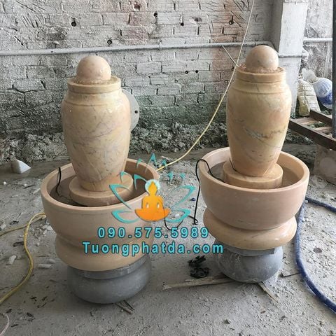 Đài Bi Xoay Luân Hồi Đá Cẩm Thạch Vàng