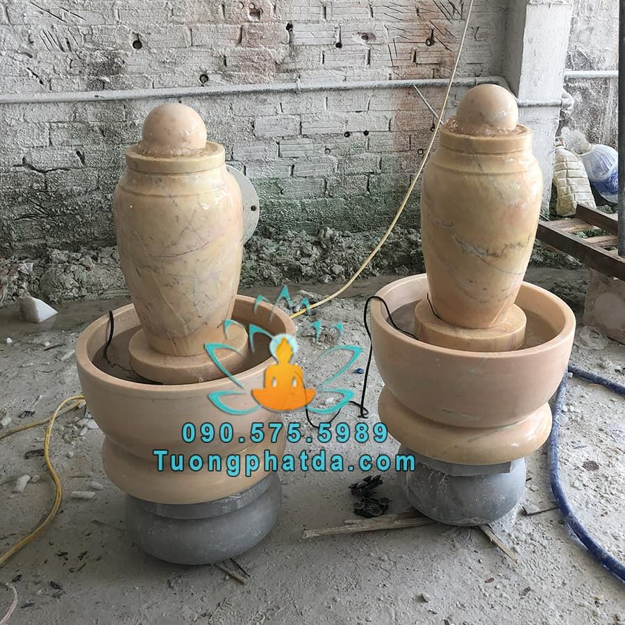 Đài Bi Xoay Luân Hồi Đá Cẩm Thạch Vàng