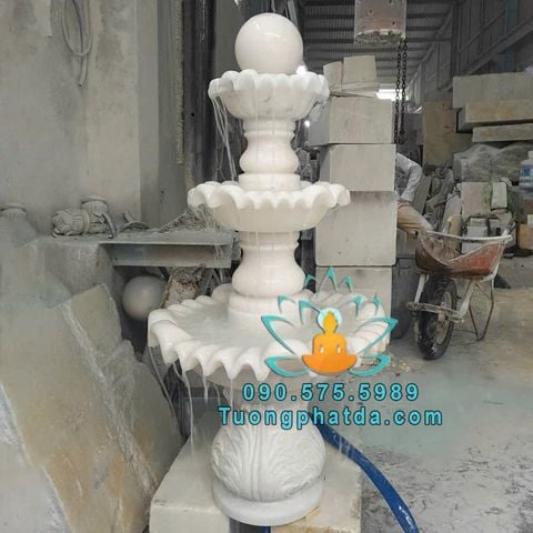 Đài Phun Nước 3 Tầng Đá Trắng Đẹp