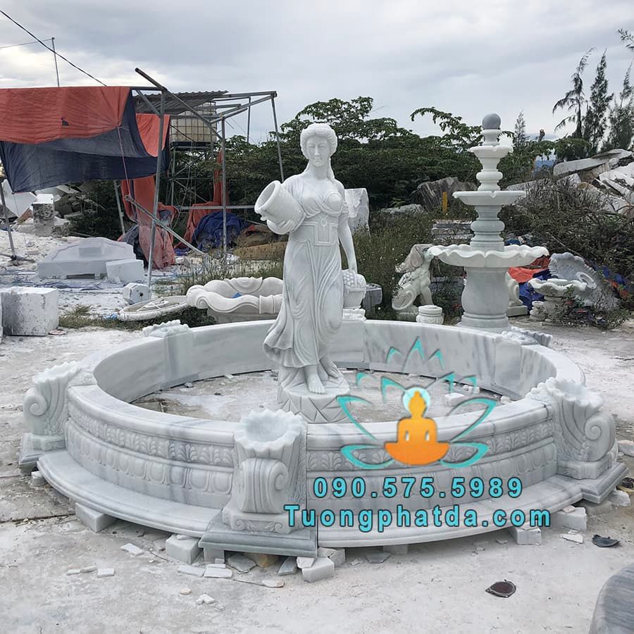 Đài Phun Nước Đá Cô Gái Trang Trí Sân Vườn Đẹp