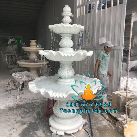 Đài Phun Nước Đá Sân Vườn 3 Tầng Cao 2m Đẹp