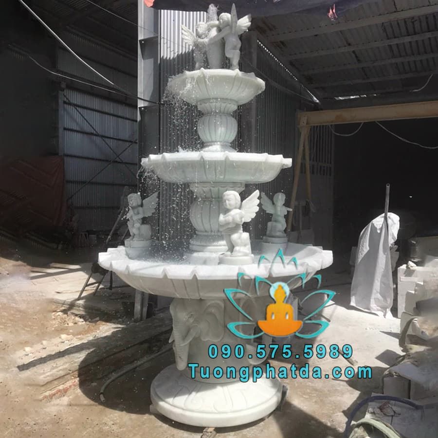 Đài Phun Nước Đá Thiên Thần Đẹp Cao 3m