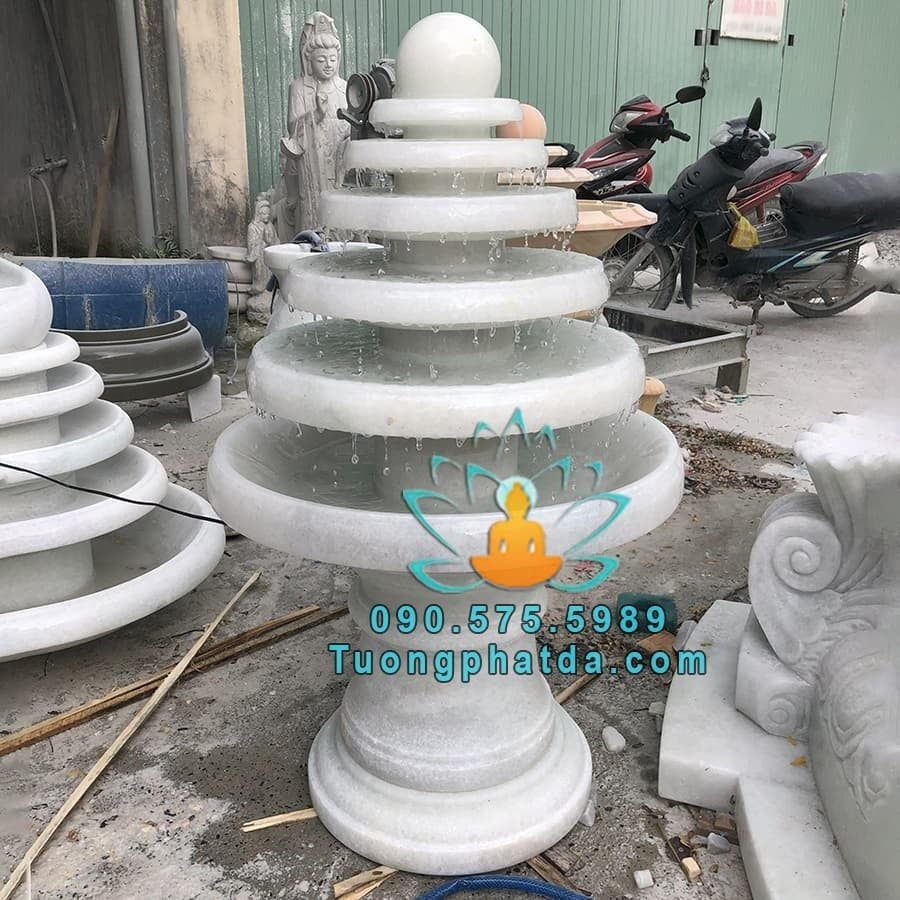 Đài Phun Nước Đá Trắng Phong Thủy Đẹp Tại DakLak