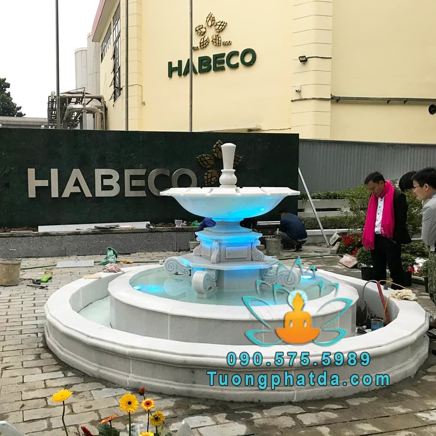 Đài Phun Nước Đá Trắng Phong Thủy Đẹp Tại Gia Lai