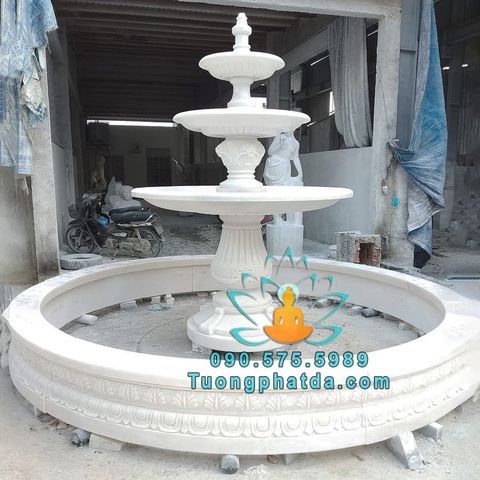 Đài Phun Nước Đá Trắng Sân Vườn Đẹp Tại Thanh Hóa
