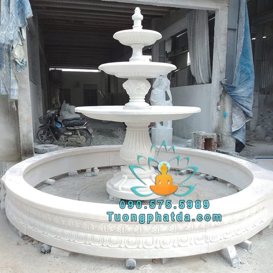 Đài Phun Nước Đá Trắng Sân Vườn Đẹp Tại Thanh Hóa