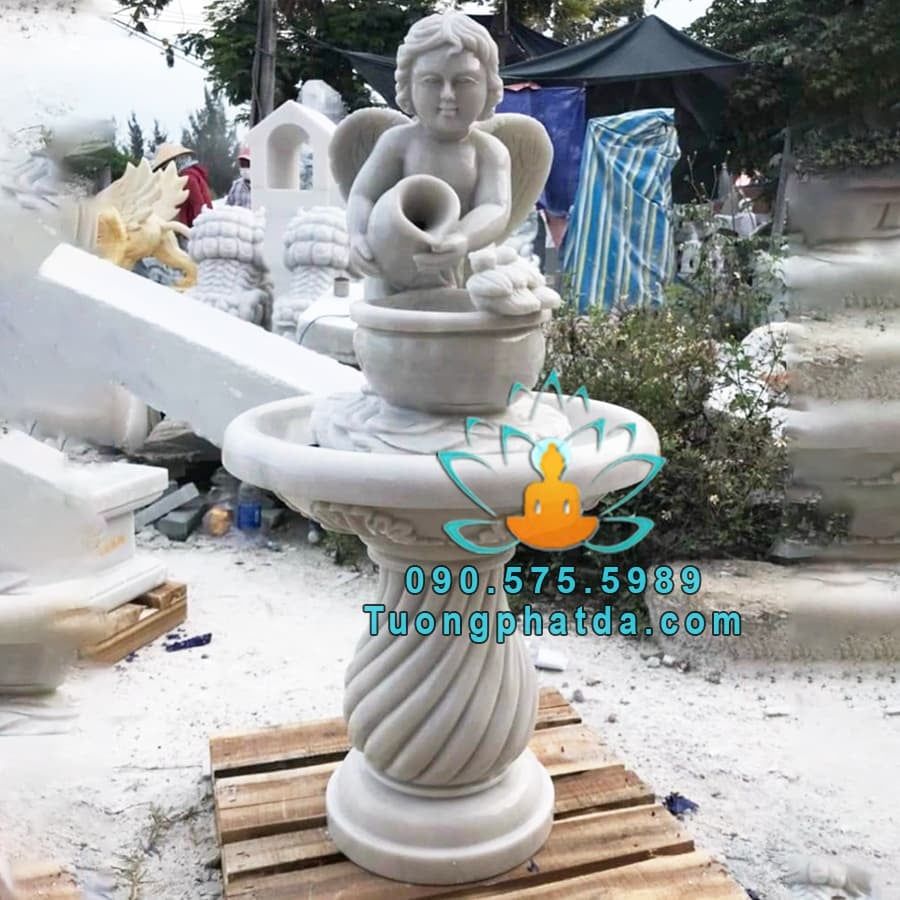 Đài Phun Nước Thiên Thần Đá Phong Thủy Đẹp Tại Đồng Tháp