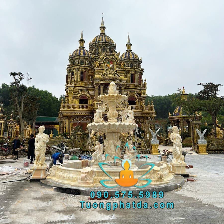 Đài Phun Nước Đá Vàng Phong Thủy Cổ Điển Đẹp Tại Hưng Yên
