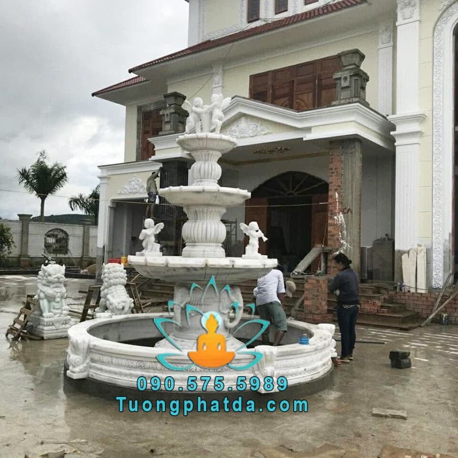 Đài Phun Nước Thiên Thần Đá Phong Thủy Đẹp Tại Khánh Hòa