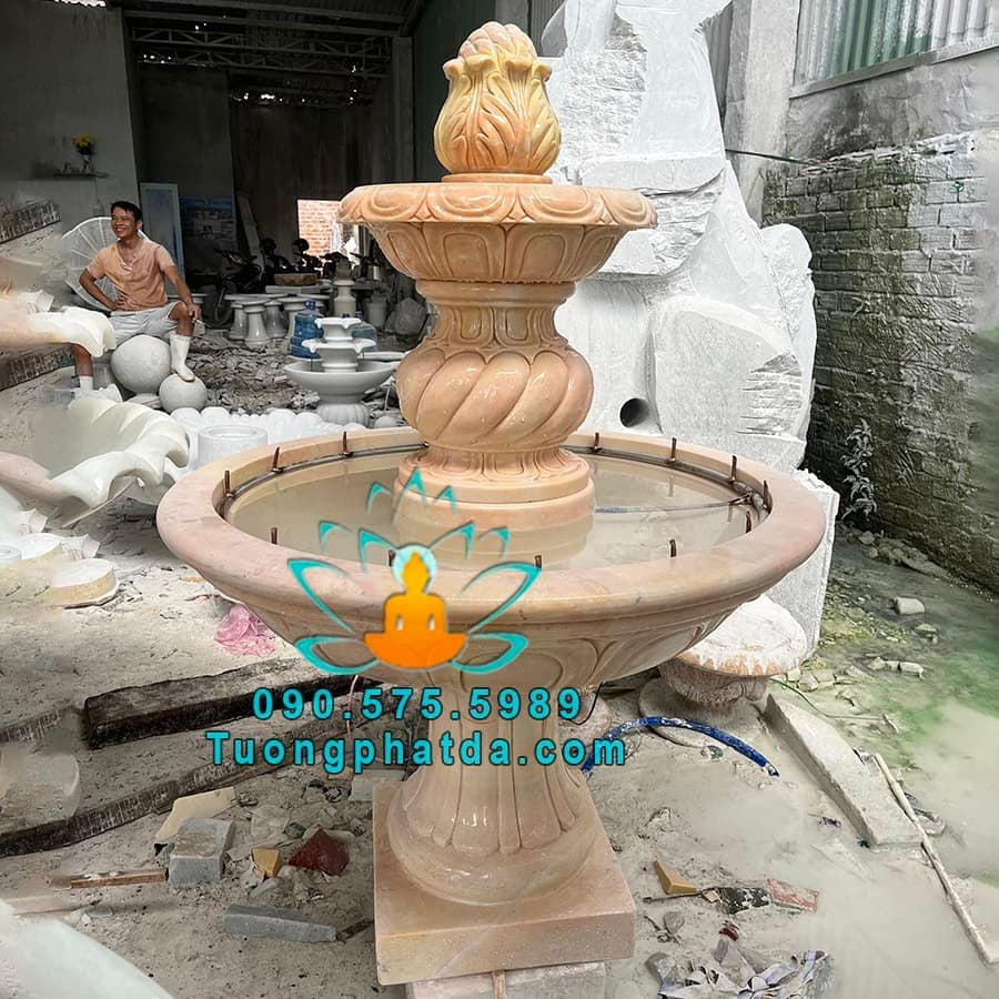 Đài Phun Nước Đá Vàng Phong Thủy Mini Đẹp