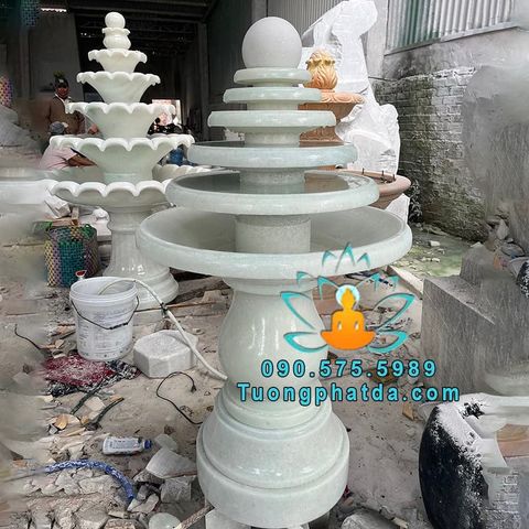 Tháp Bi Đá Trắng Phong Thủy Luân Hồi Đẹp Nguyên Khối