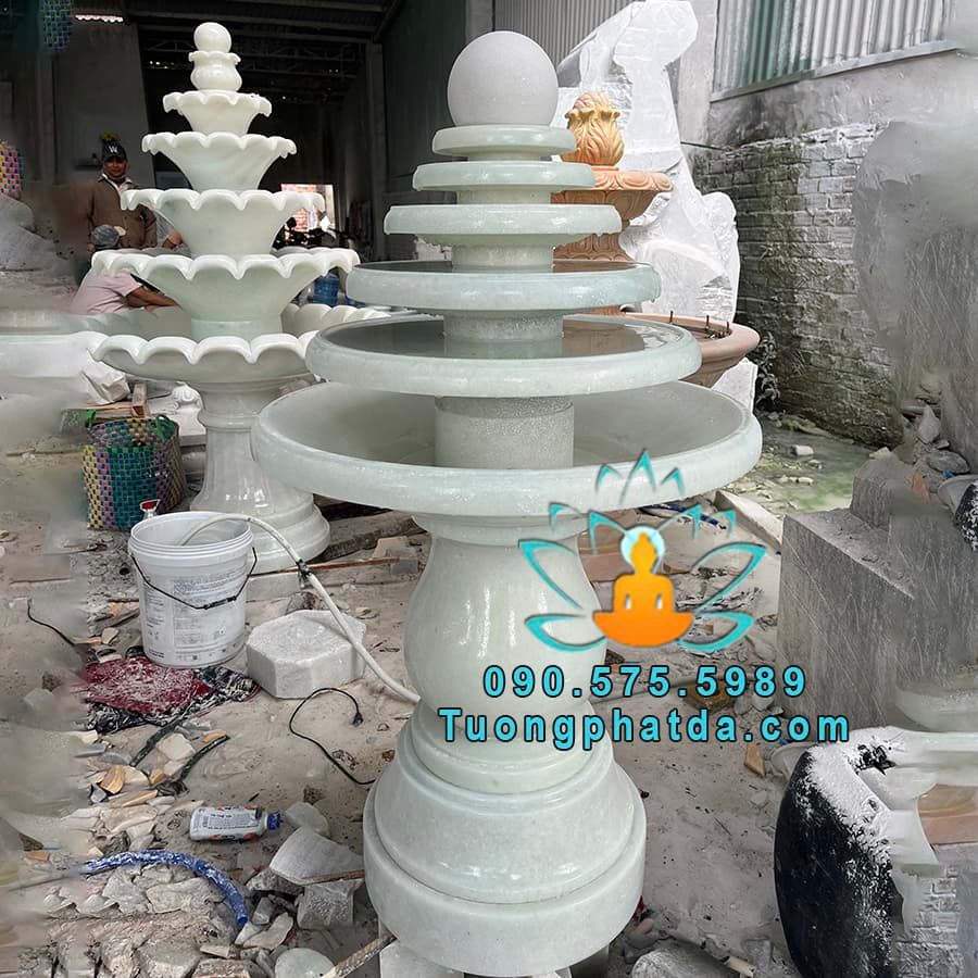 Tháp Bi Đá Trắng Phong Thủy Luân Hồi Đẹp Nguyên Khối