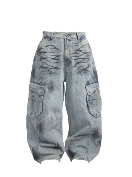  HADES OFF GRAY WASH CARGO JEANS 