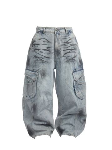  HADES OFF GRAY WASH CARGO JEANS 