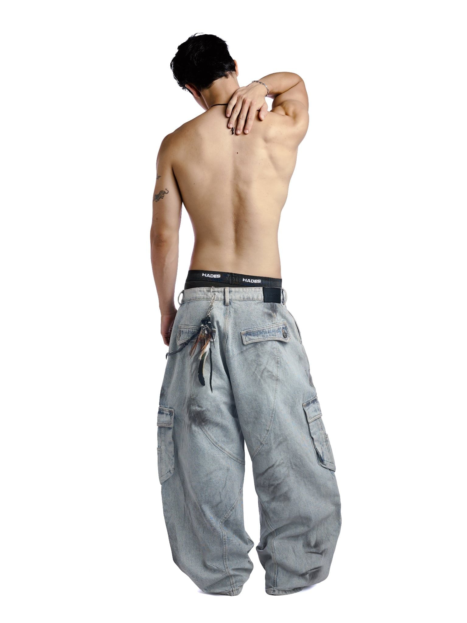  HADES OFF GRAY WASH CARGO JEANS 