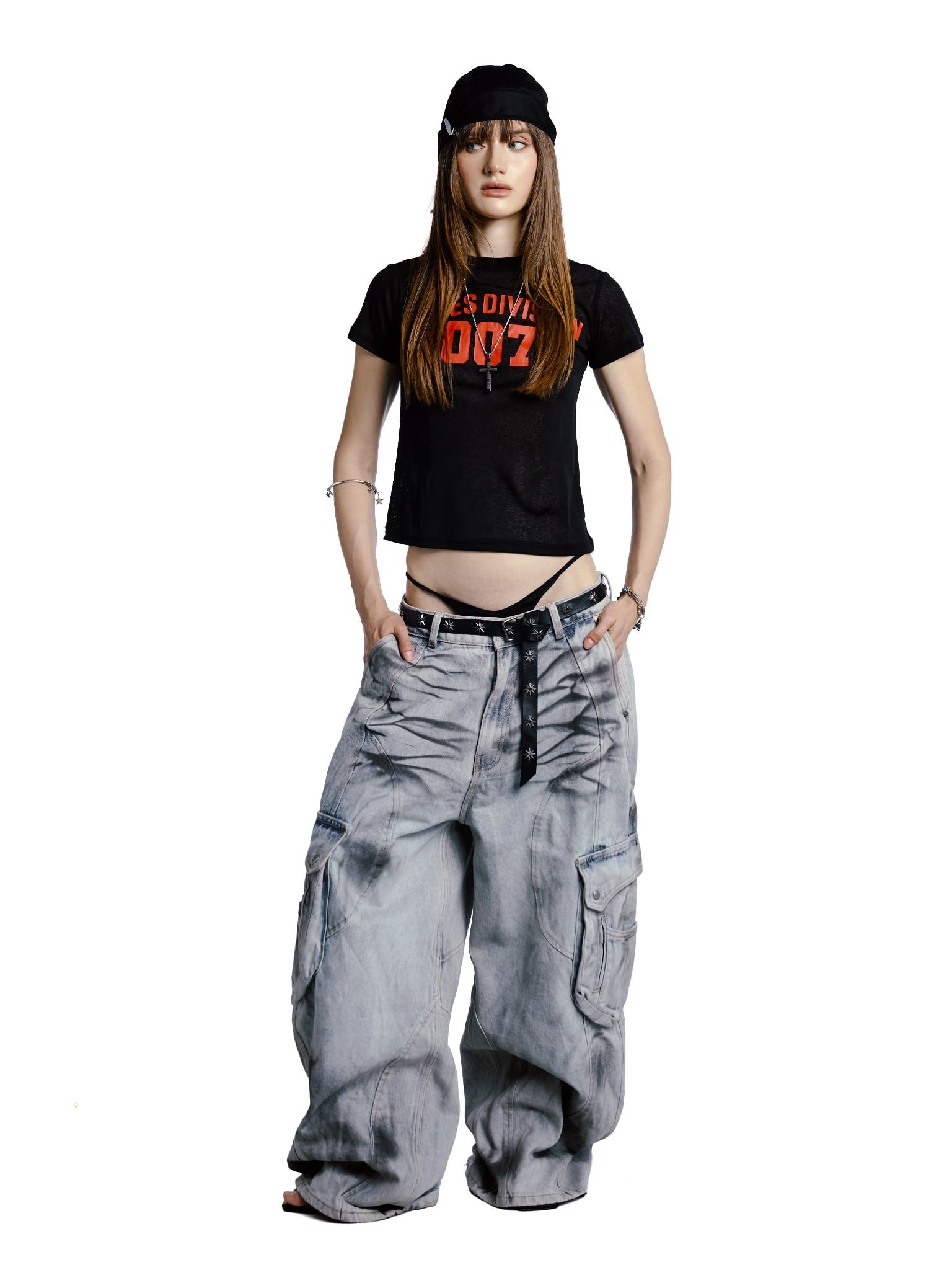  HADES OFF GRAY WASH CARGO JEANS 