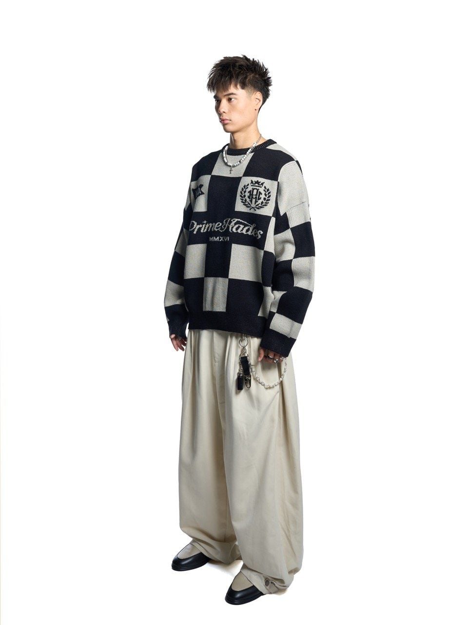  HADES DUAL TONE CHECKER SWEATER 