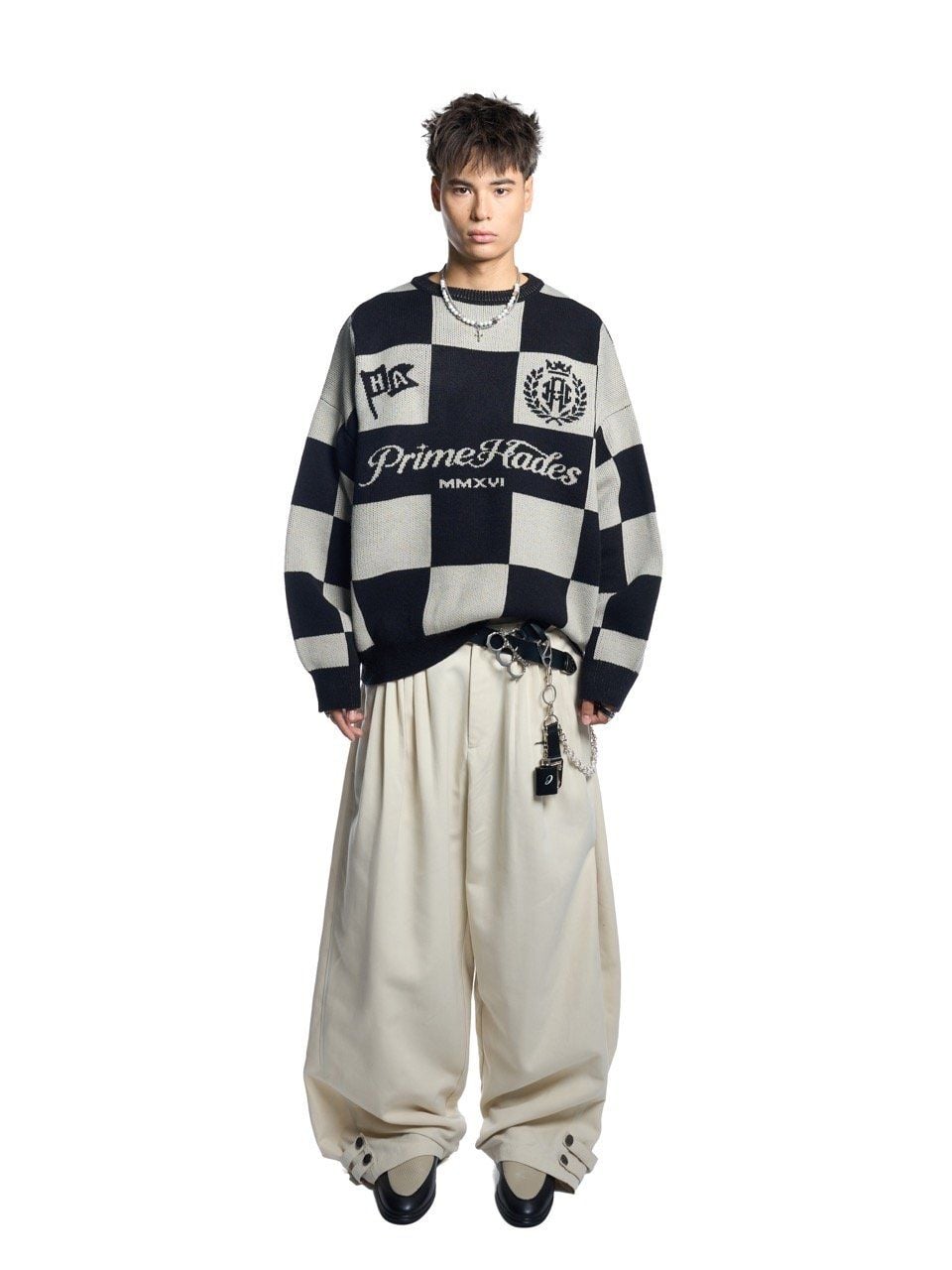  HADES DUAL TONE CHECKER SWEATER 