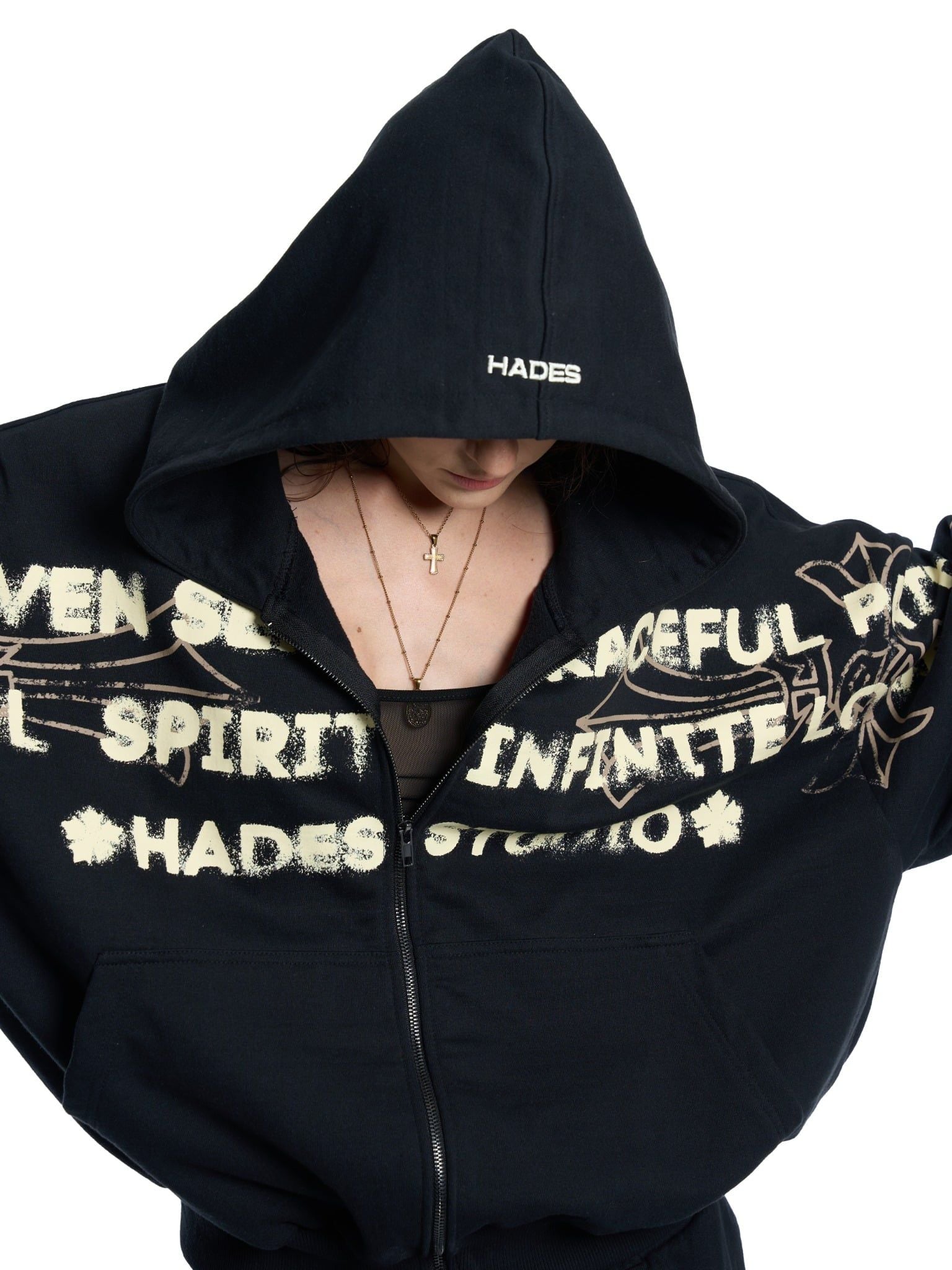  HADES HEAVENS CALL HOODIE ZIP - BLACK 