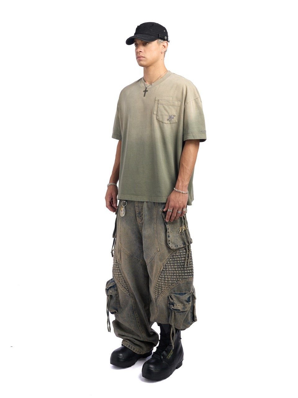  HADES FLORAL POCKET TEE - BROWN WASH 