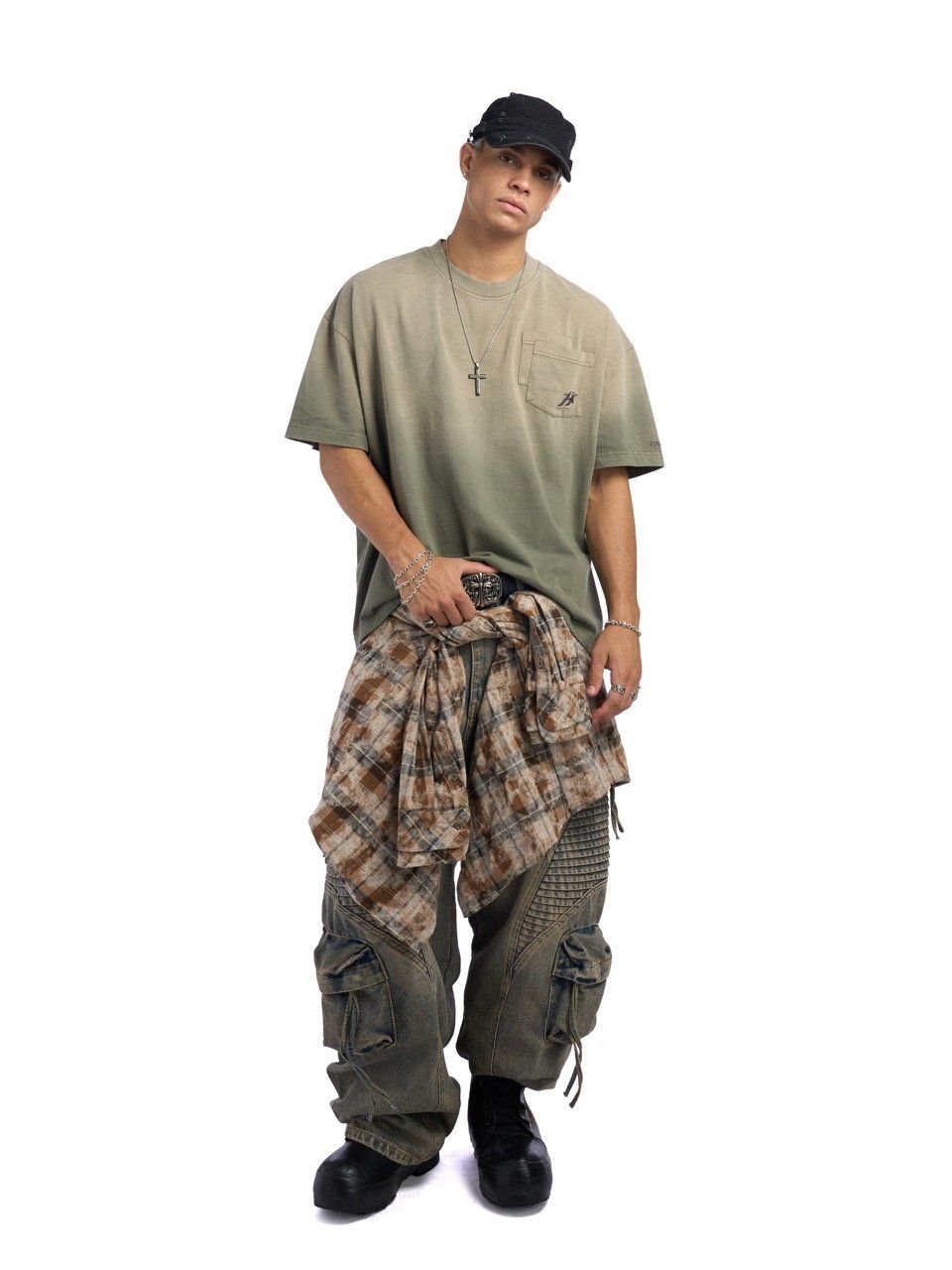  HADES FLORAL POCKET TEE - BROWN WASH 