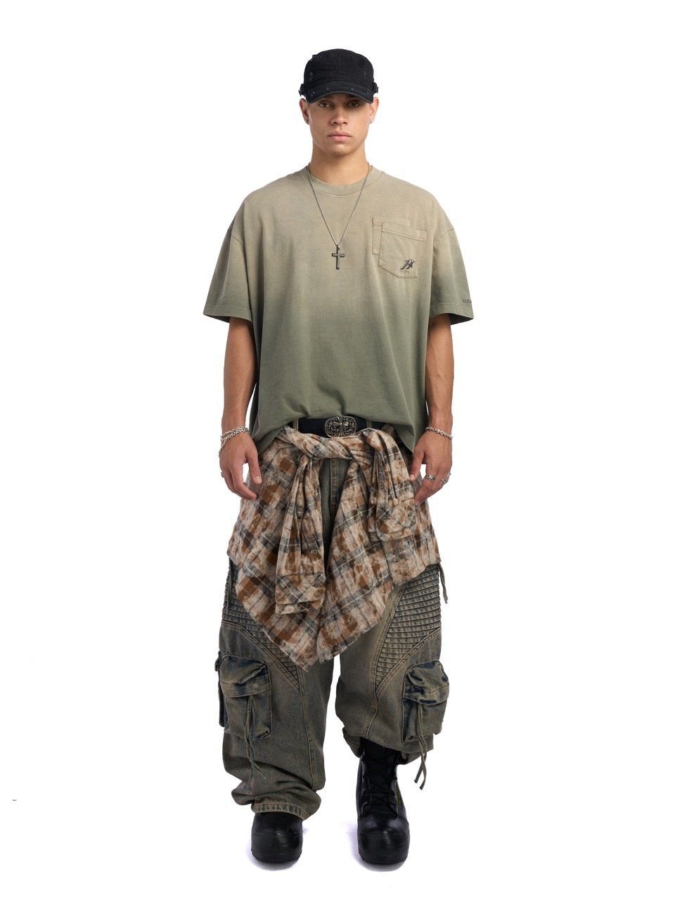  HADES FLORAL POCKET TEE - BROWN WASH 