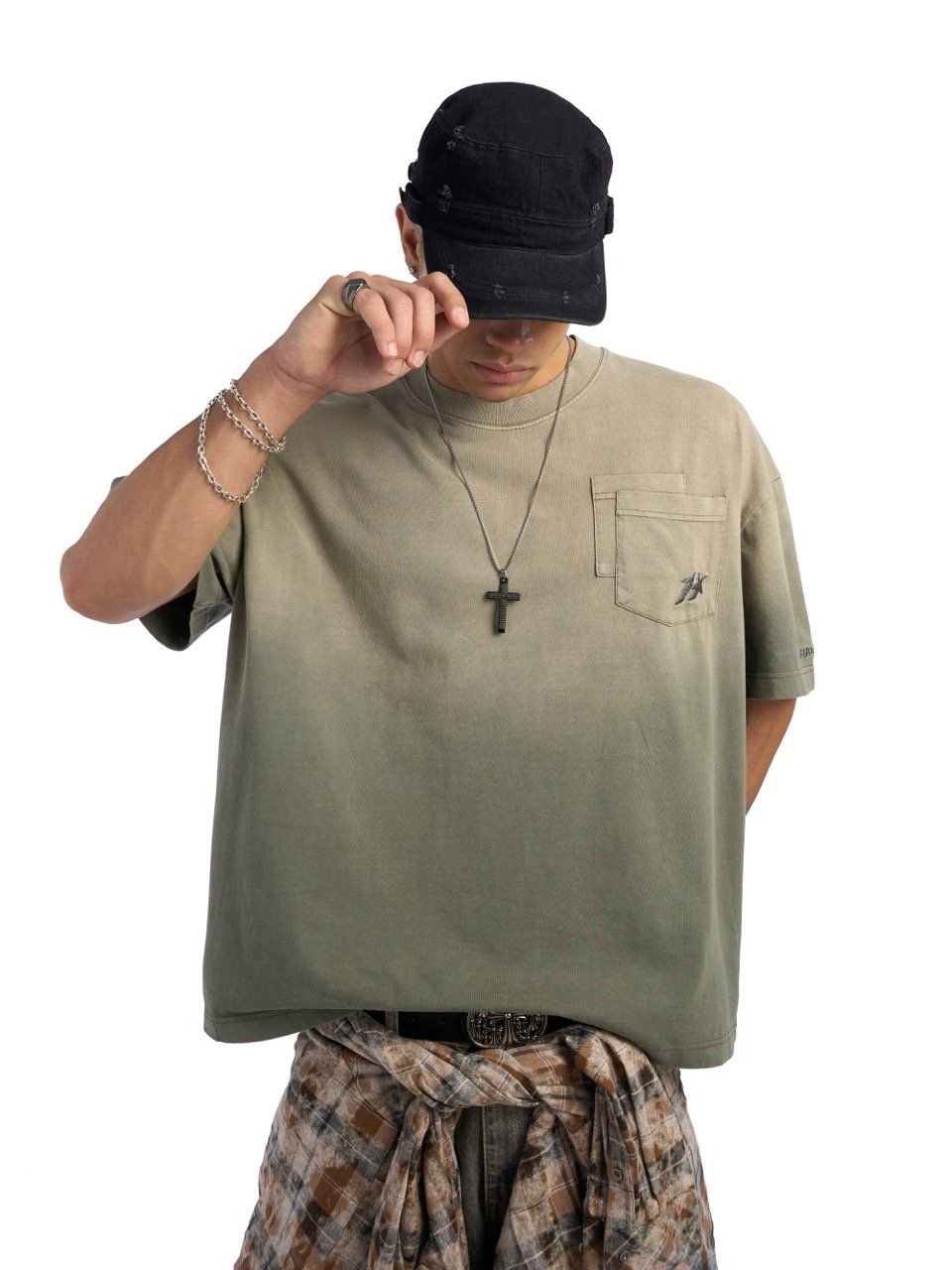  HADES FLORAL POCKET TEE - BROWN WASH 