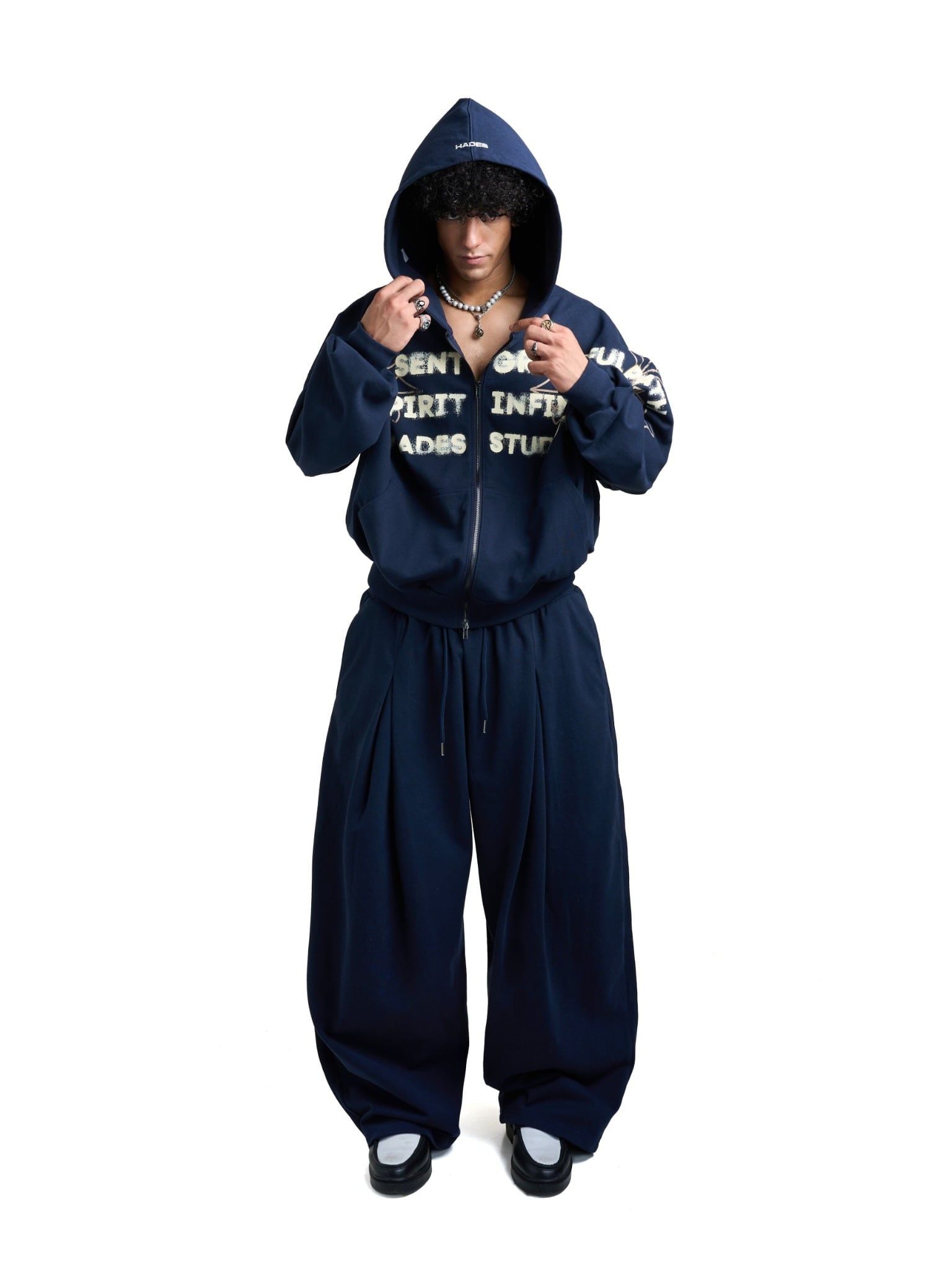  HADES HEAVENS CALL HOODIE ZIP - BLUE NAVY 