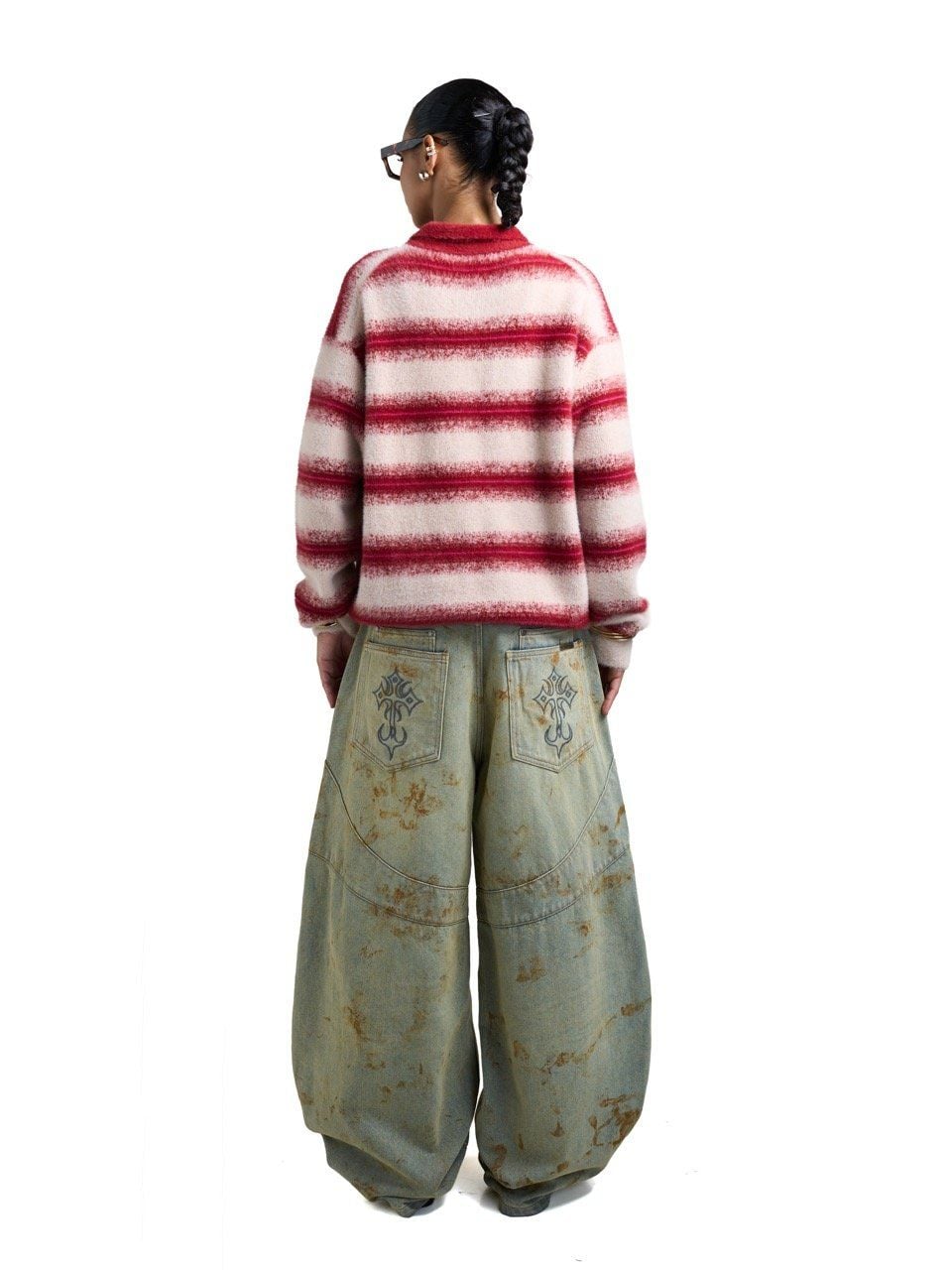  HADES COZY STRIPE POLO SWEATER - RED 