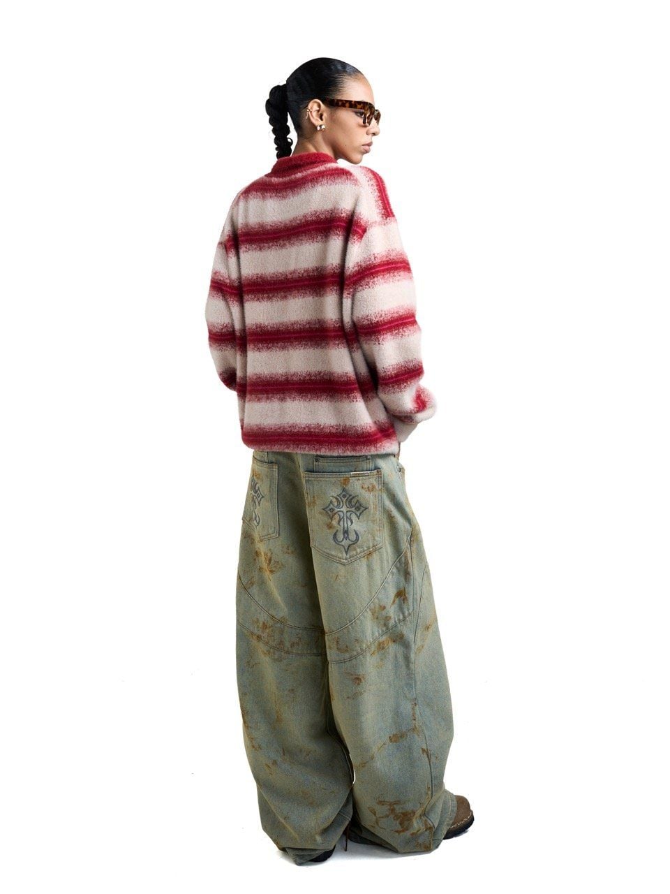  HADES COZY STRIPE POLO SWEATER - RED 