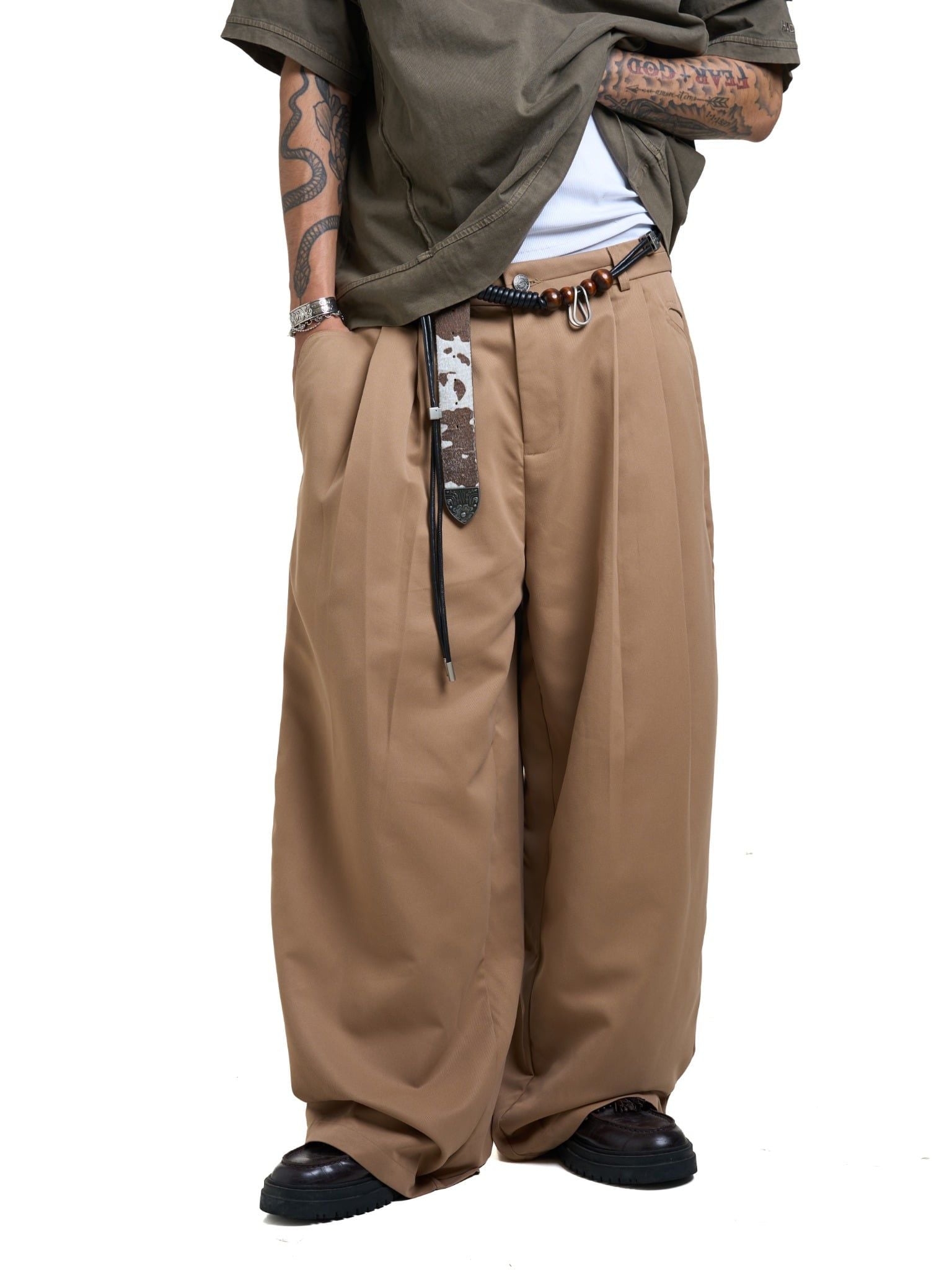 HADES TIMELESS WIDE-LED PANTS - BROWN 