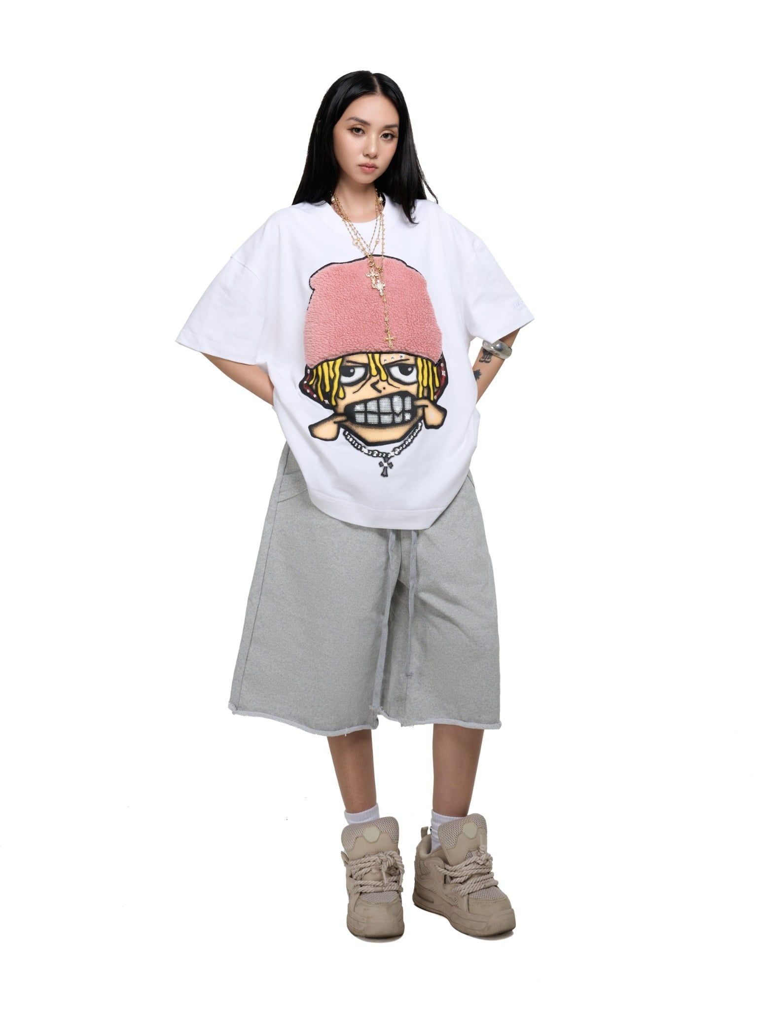 HADES FLUFFY GRILL TEE - WHITE 
