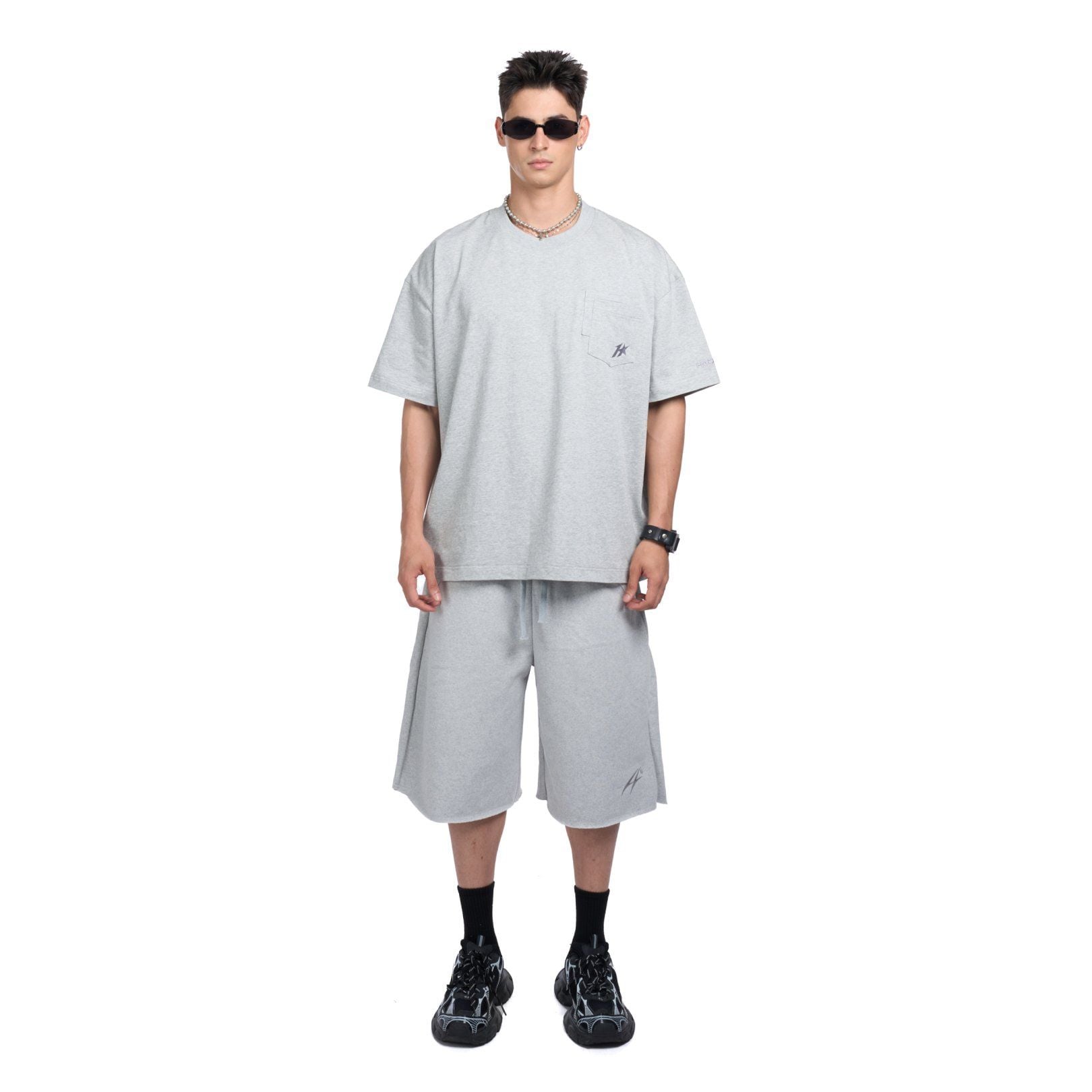  HADES FLORAL POCKET TEE - GREY 