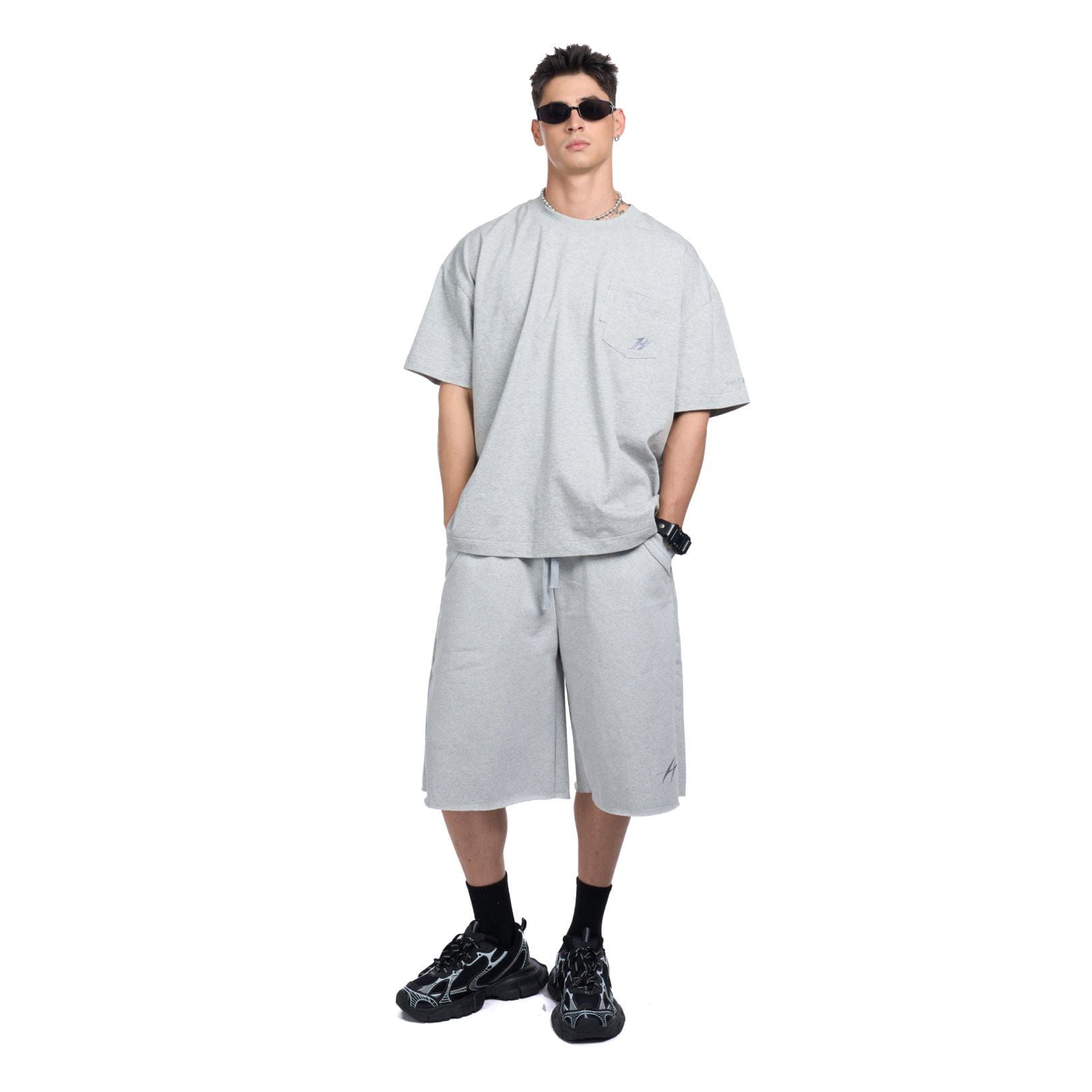  HADES FLORAL POCKET TEE - GREY 