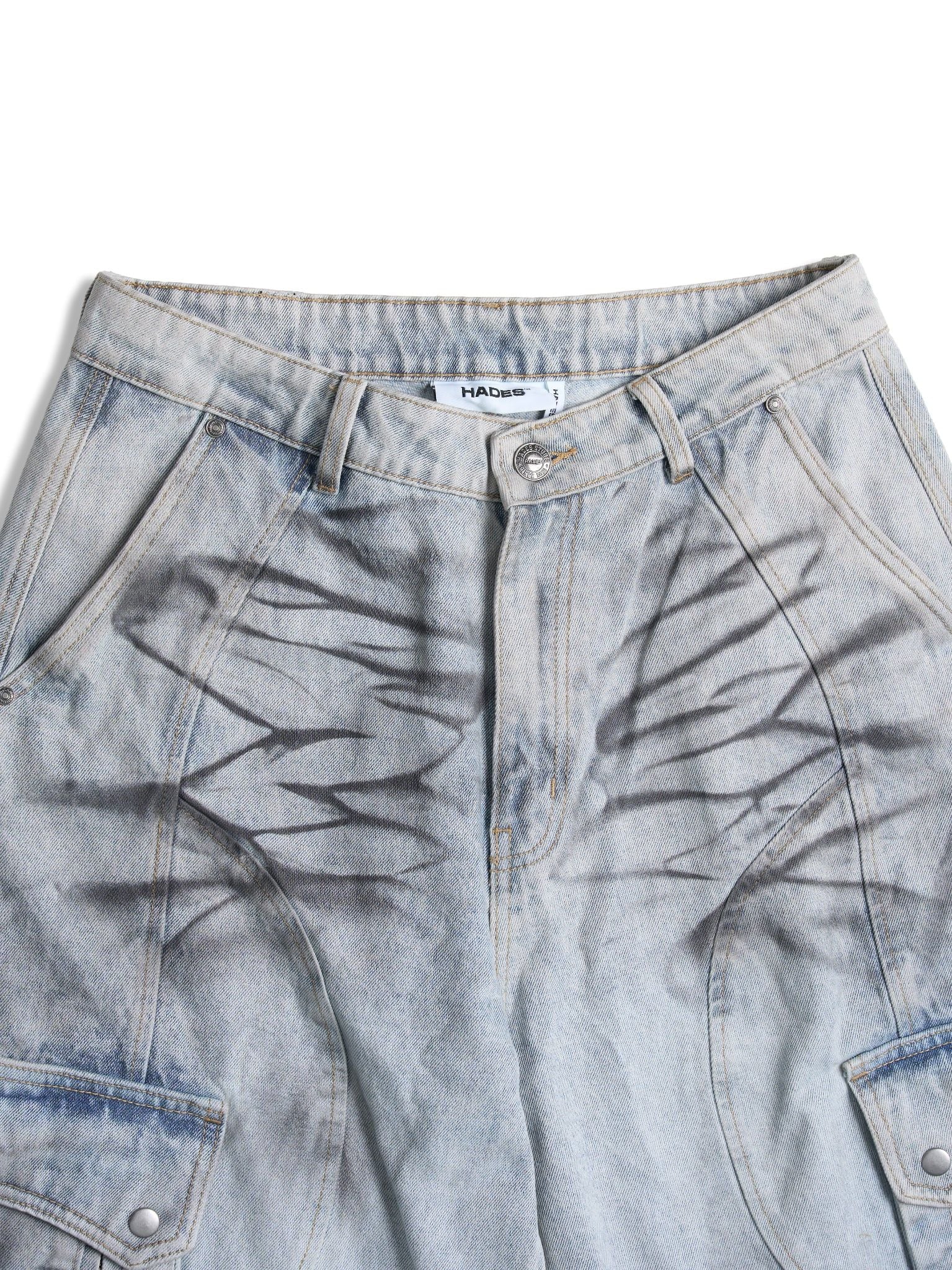  HADES OFF GRAY WASH CARGO JEANS 