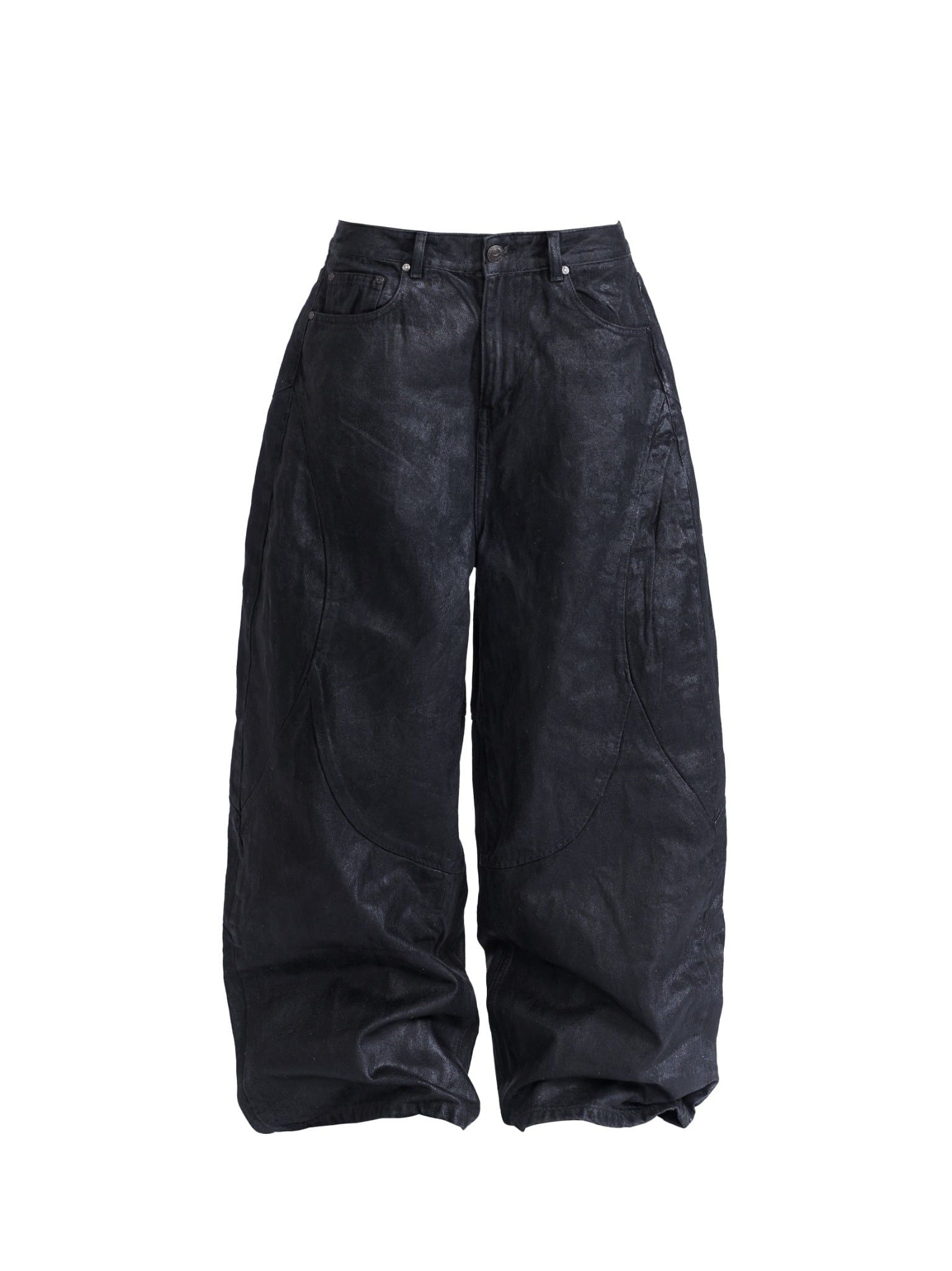  HADES FAUX LEATHER COATED WIDE-LED JEANS 