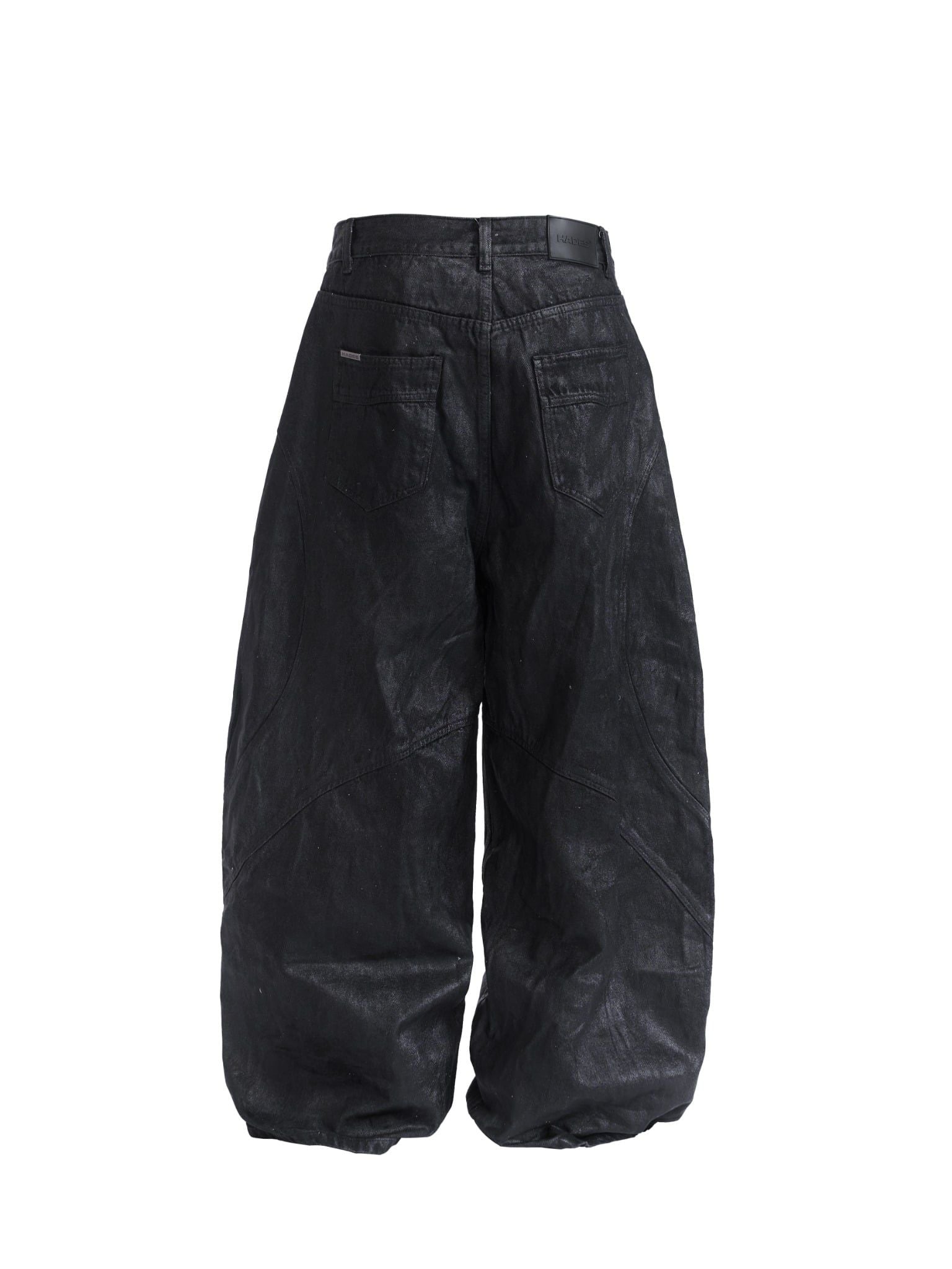  HADES FAUX LEATHER COATED WIDE-LED JEANS 
