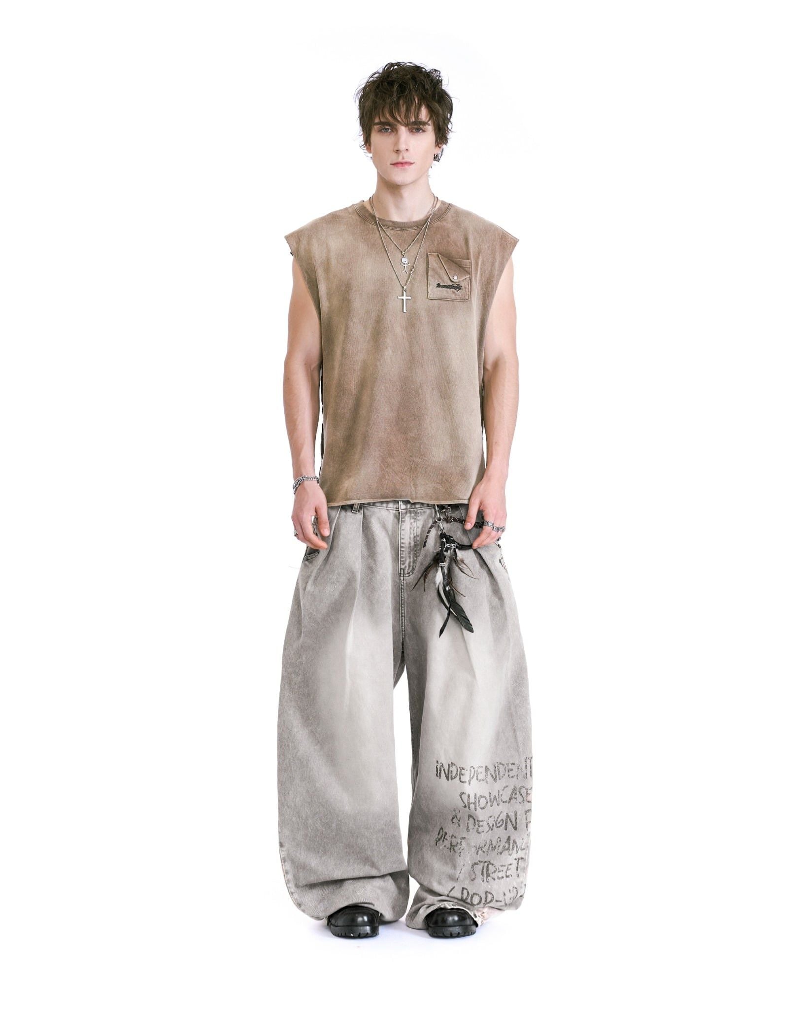  HADES STONEWASH TANK - BROWN 