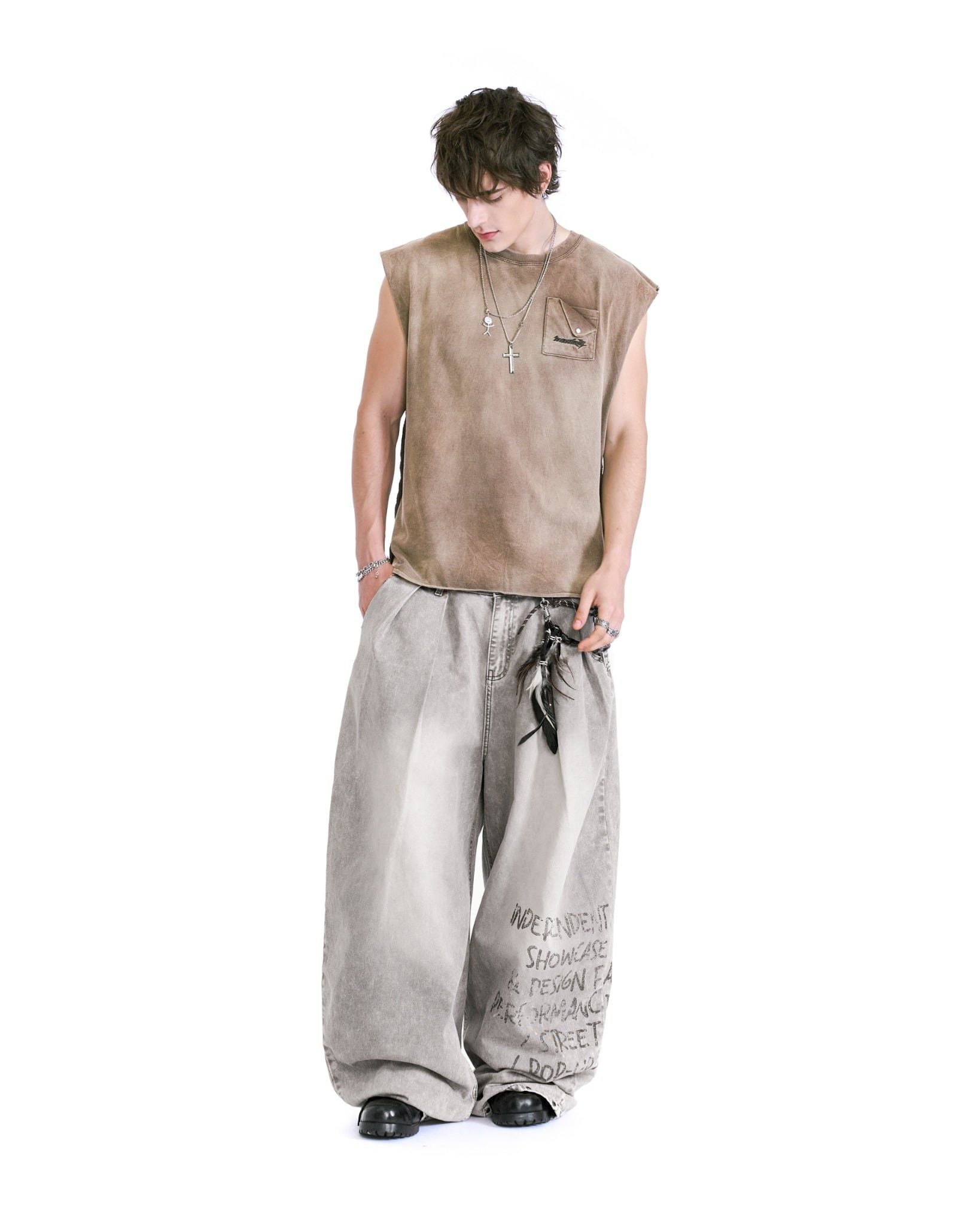  HADES STONEWASH TANK - BROWN 