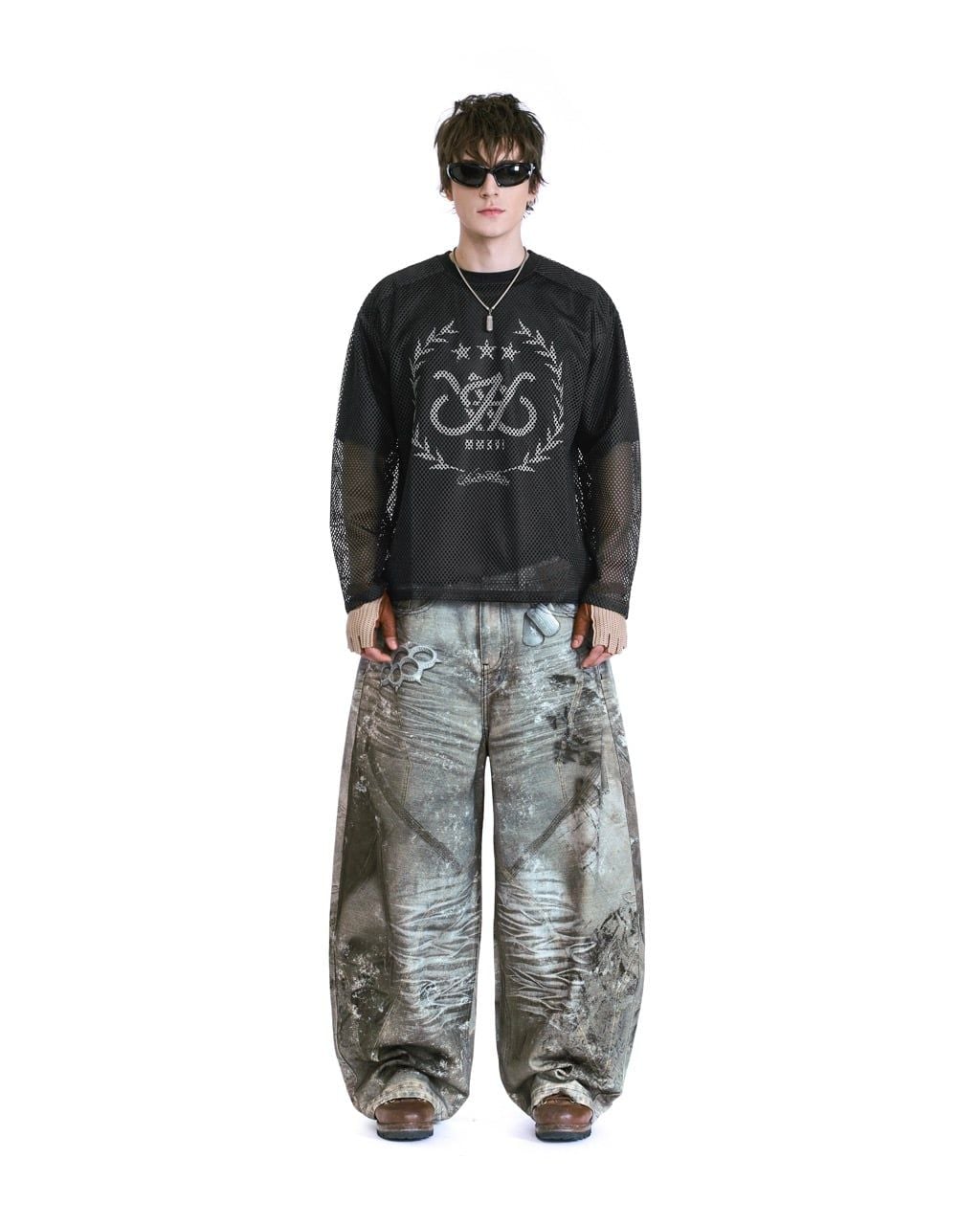  HADES LAUREL MESH LONGSLEEVE TEE - BLACK 