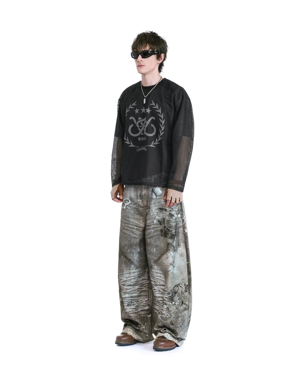 HADES LAUREL MESH LONGSLEEVE TEE - BLACK 
