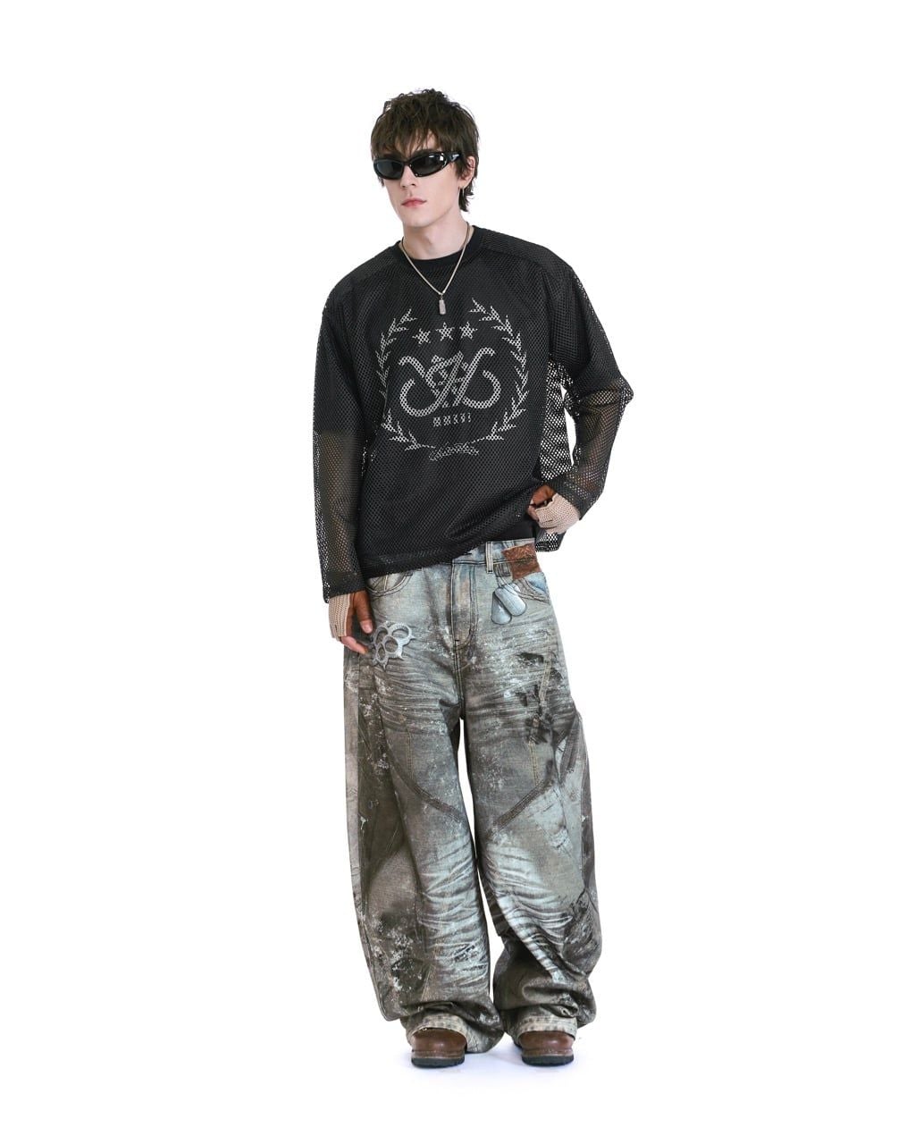  HADES LAUREL MESH LONGSLEEVE TEE - BLACK 
