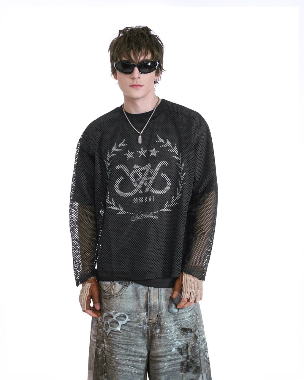  HADES LAUREL MESH LONGSLEEVE TEE - BLACK 