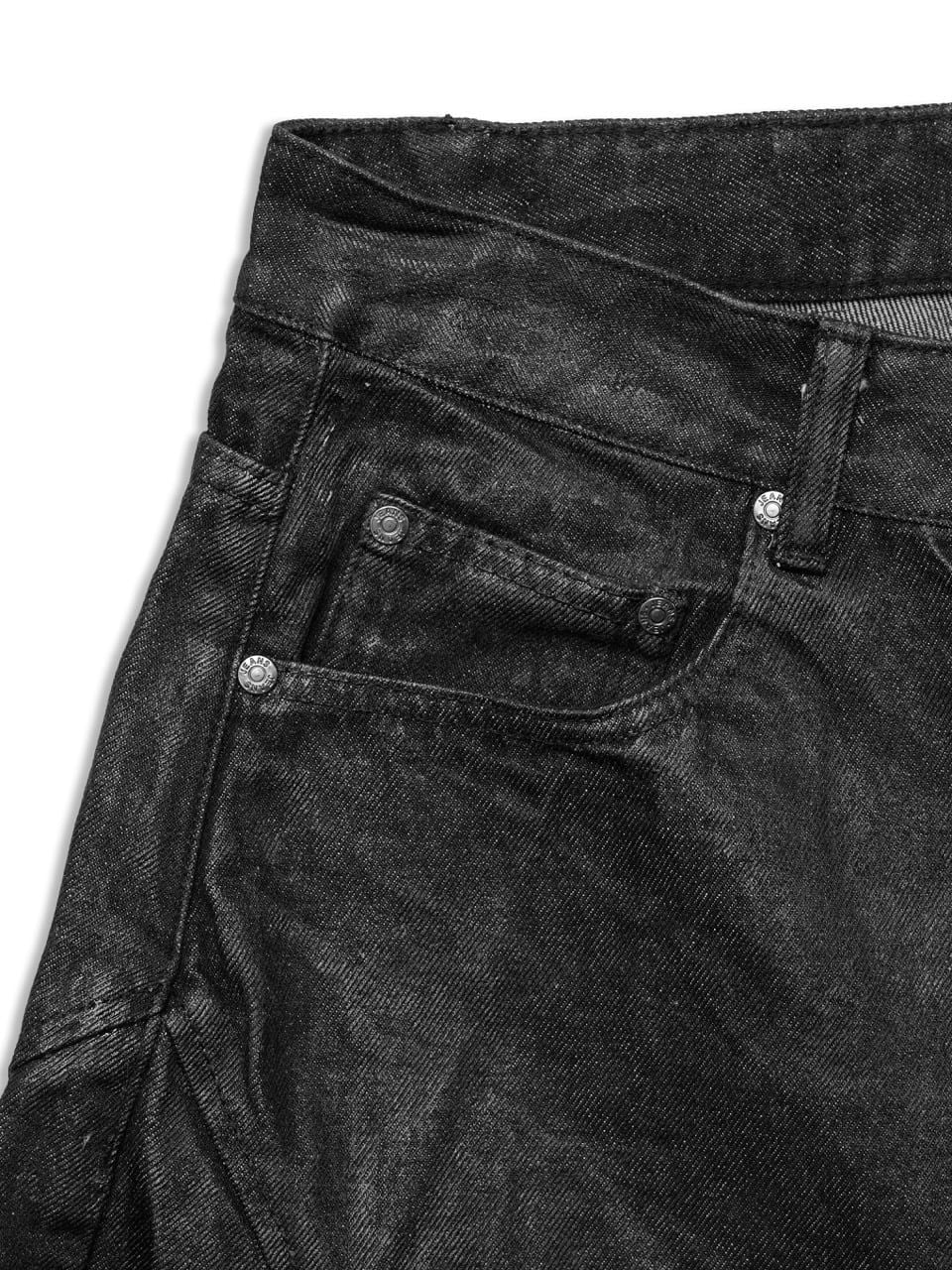  HADES FAUX LEATHER COATED WIDE-LED JEANS 