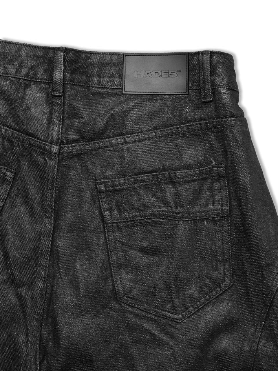  HADES FAUX LEATHER COATED WIDE-LED JEANS 