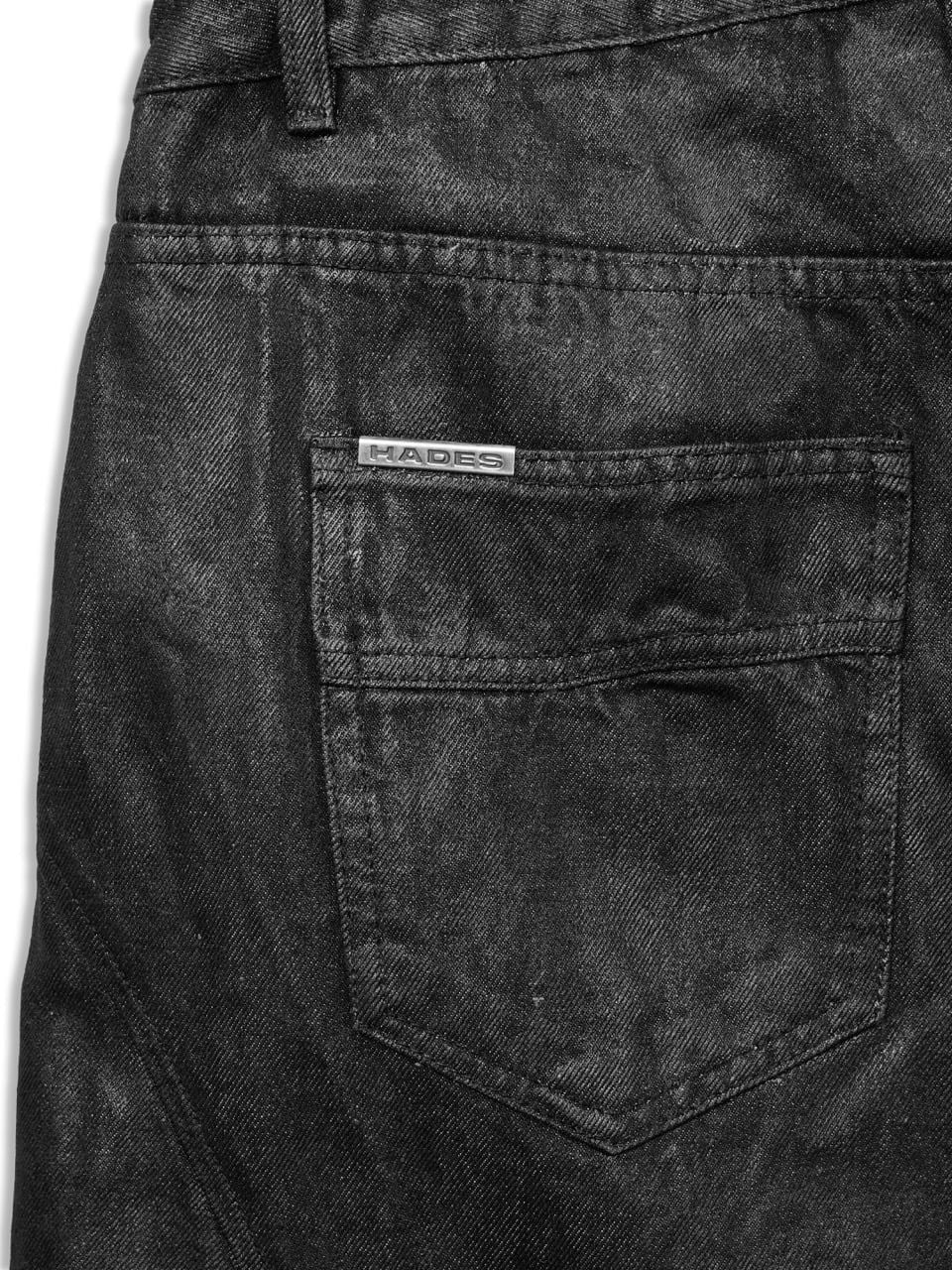  HADES FAUX LEATHER COATED WIDE-LED JEANS 