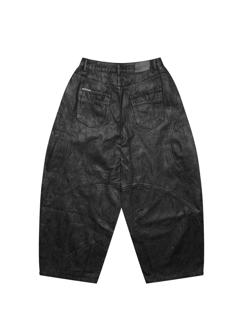  HADES FAUX LEATHER COATED WIDE-LED JEANS 