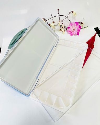  Khay pha màu-palette pha màu bằng nhựa dạng gấp nắp xanh 