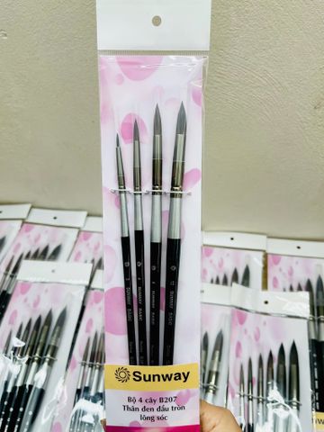  Cọ B207 4 cây lông sóc thân đen đầu tròn 